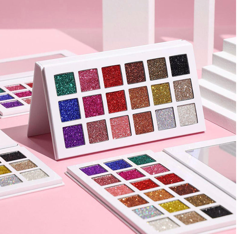 Glitter Eyeshadow palette with 18 colors.